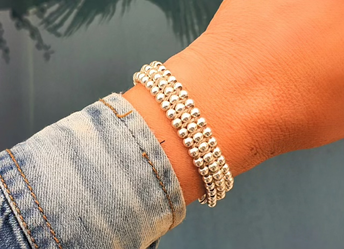 צמיד יוניסקס ארוג חוטי שעווה משולב כדורי כסף 925