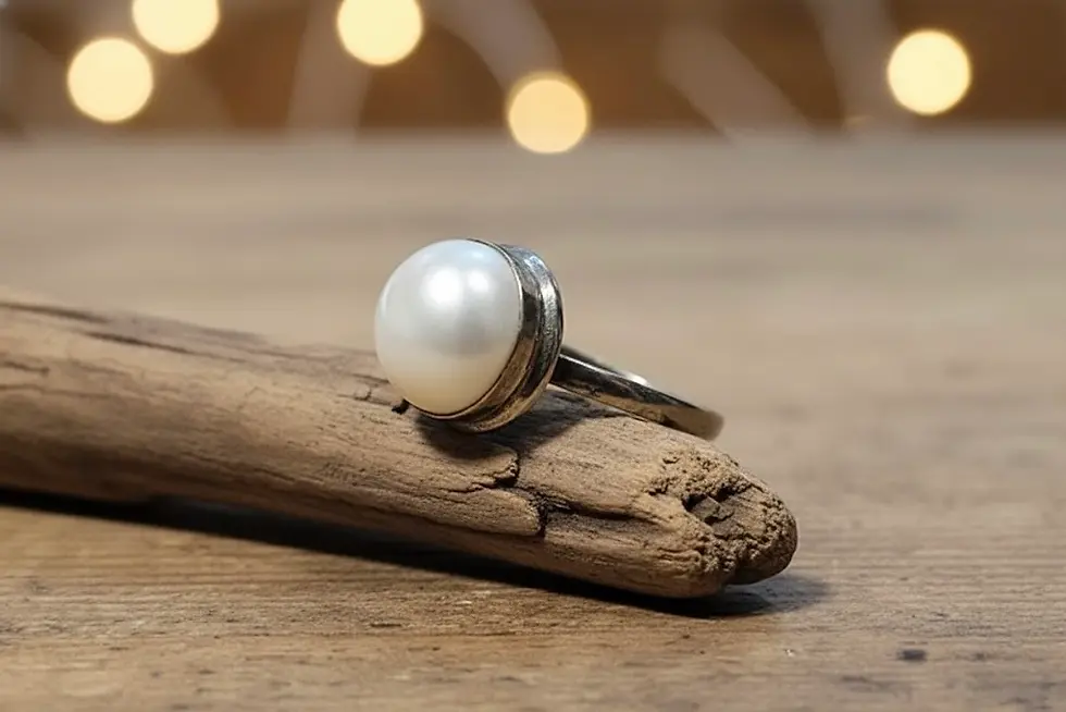 טבעת כסף 925  בשיבוץ פנינה מתורבתת