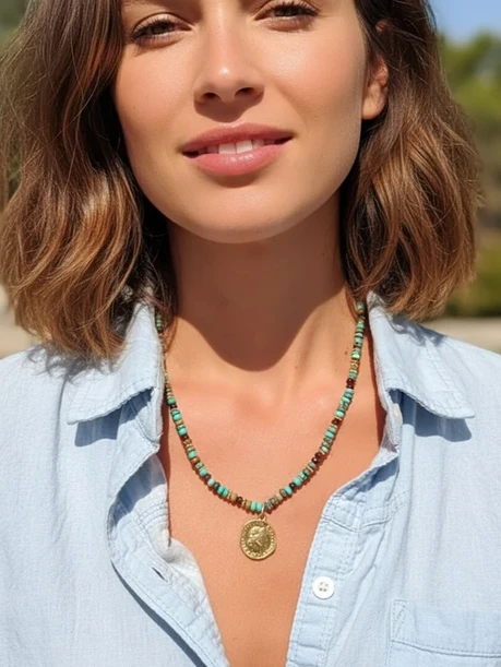 שרשרת בעבודת יד, עשויה אבני חן טבעיות עיצוב פז בק