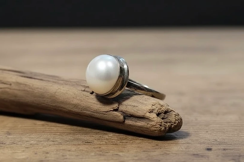 טבעת כסף 925  בשיבוץ פנינה מתורבתת