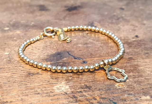 צמיד כדורי כסף  בשילוב תליון כסף 925 לבחירה או כדורי גולדפילד בשילוב תליון ציפוי זהב 14 קרט