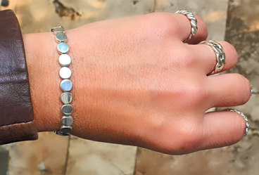 צמיד מטבעות כסף סטרלינג  925 יצוקים מכסף מלא וסוגרי כסף 925 או מטבעות ציפוי זהב 14 קרט וסוגרי גולדפילד-לבחירה