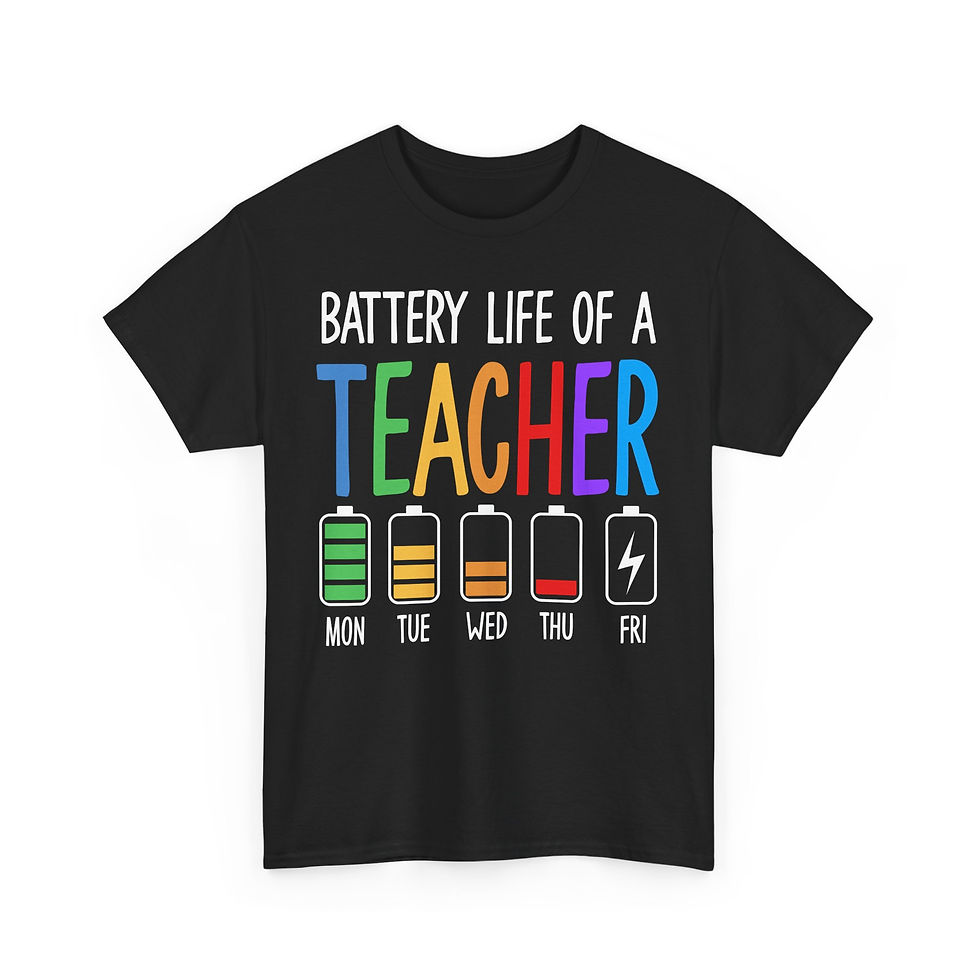 Thumbnail: Teacher Battery Life Graphic Tee, Funny Teacher Shirt, Gift for Educators