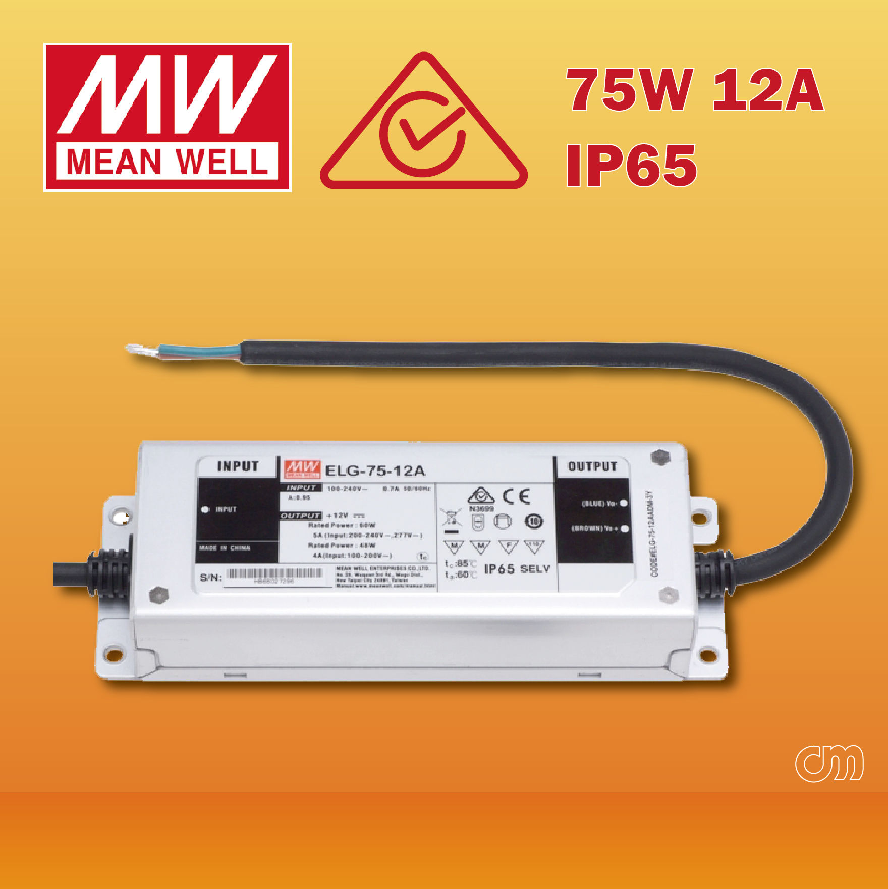 MEAN WELL Transformer ELG-75-12A LED Driver