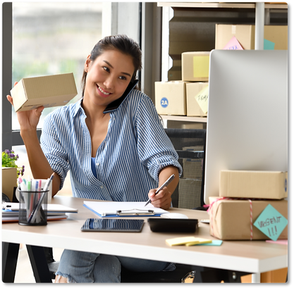 Business woman working at her desk