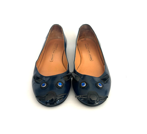 Marc by Marc Jacobs Patent Mouse Ballerina Flats Blue | Vogueish