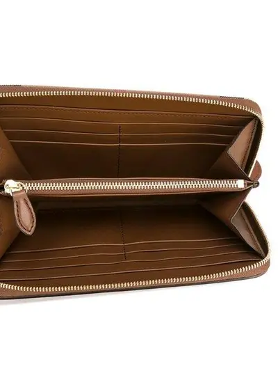 Thumbnail: Burberry Leather/House Check Derby Elmore Wallet Brown Interior