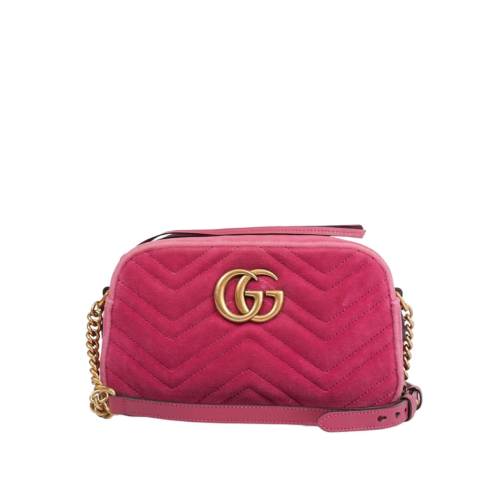 Gucci Velvet Small Marmont Bag Pink Front