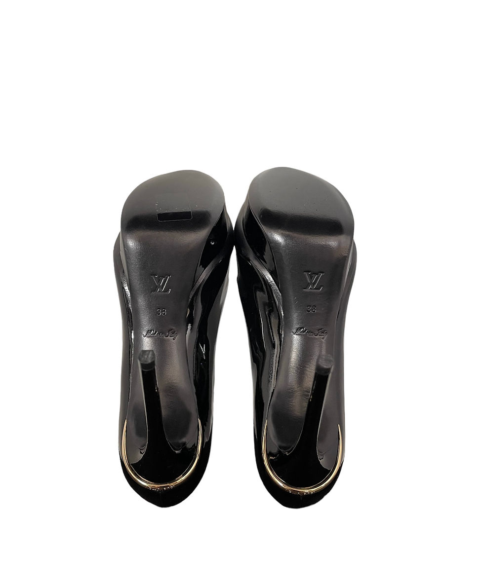 Thumbnail: Louis Vuitton Patent Eyeline Platform Pumps Black Soles