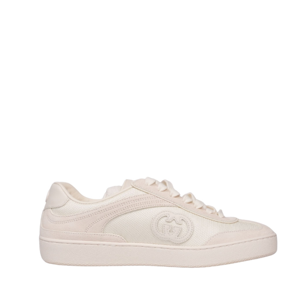 Gucci Suede/Leather Interlocking G74 Sneakers Ivory