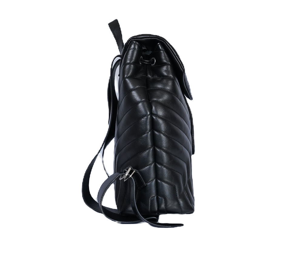 Thumbnail: Saint Lautent Quilted Leather Medium Loulou Backpack Black Side 2