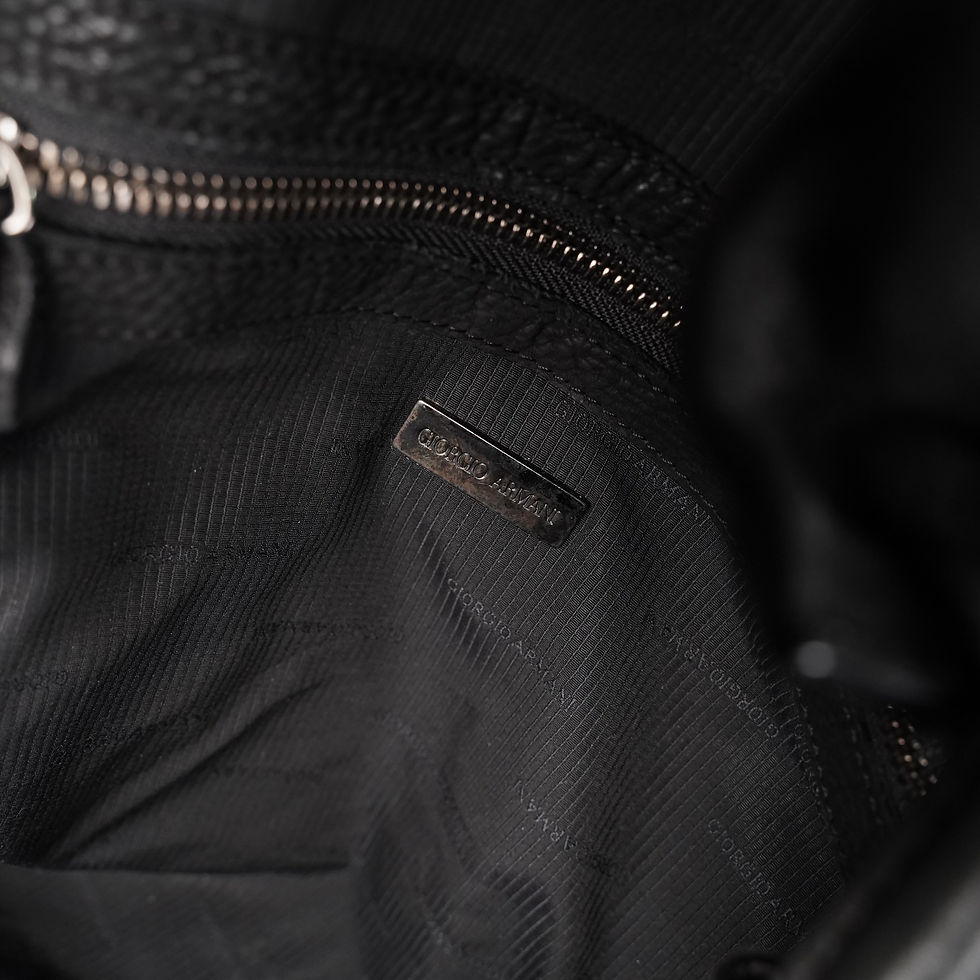 Thumbnail: Giorgio Armani Vintage Leather Hobo Bag Black Logo