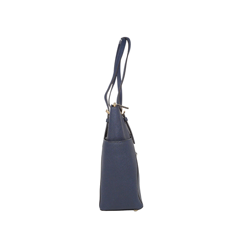 Thumbnail: Michael Kors Leather Jet Set Tote Navy
