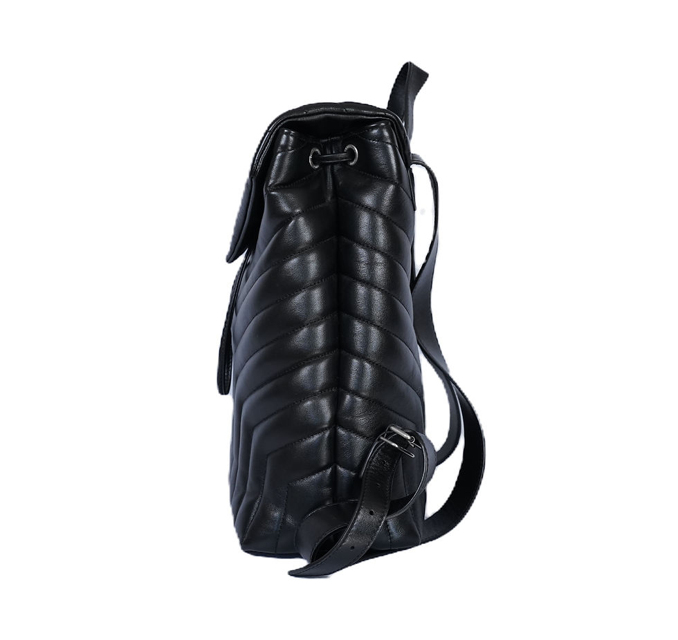 Thumbnail: Saint Lautent Quilted Leather Medium Loulou Backpack Black Side 1