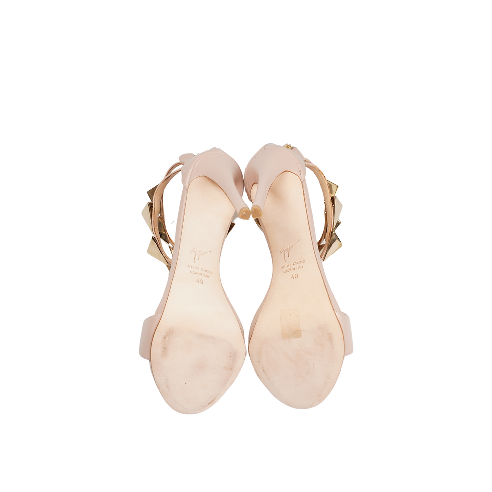 Thumbnail: Giuseppe Zanotti Leather Pyramid Sandals Beige Soles