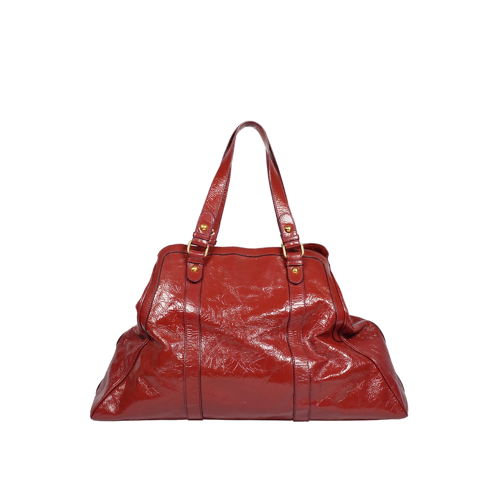 Thumbnail: Fendi Crinkled Patent Oversized De Jour Tote Terracotta Back