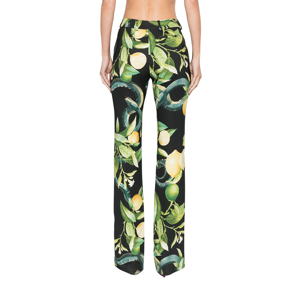 Thumbnail: Roberto Cavalli Lemon Print Tailored Trousers Black