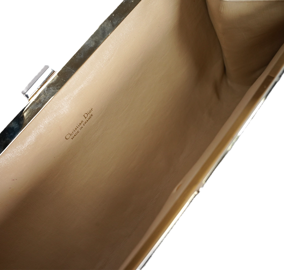 Thumbnail: Christian Dior Jacquard Logo Plaque Clutch Ivory Interior