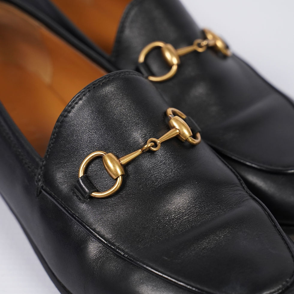 Thumbnail: Gucci Leather Horsebit Jordaan Loafers Black