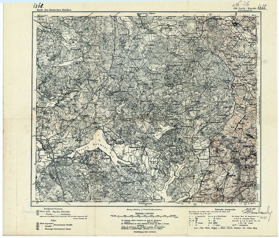 Mapa Raczki - Ełk (Lyck) 1921 400dpi