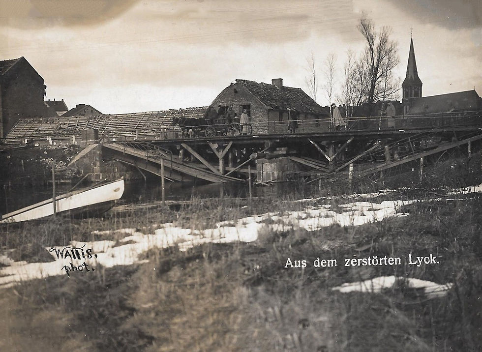 Widok zniszczonego mostu w roku 1914