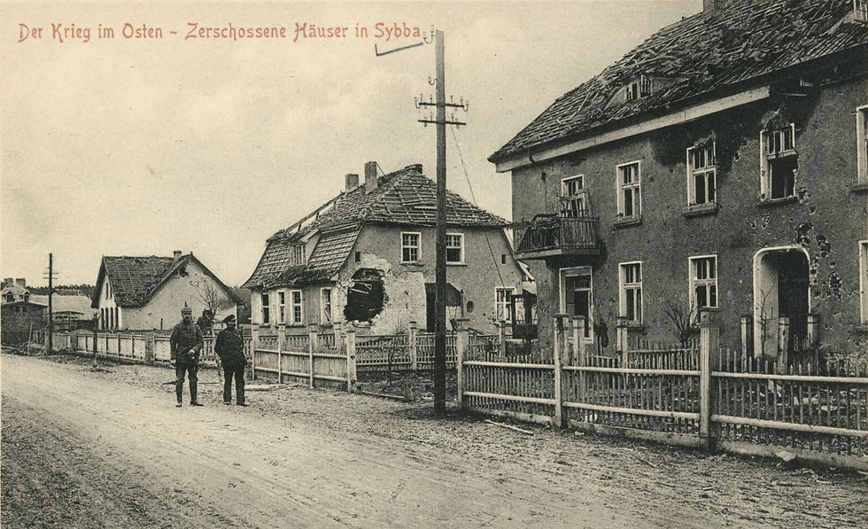 Zniszczona zabudowa, lata 1914-1915