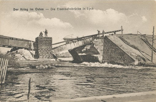 Zniszczony most kolejowy w roku 1915