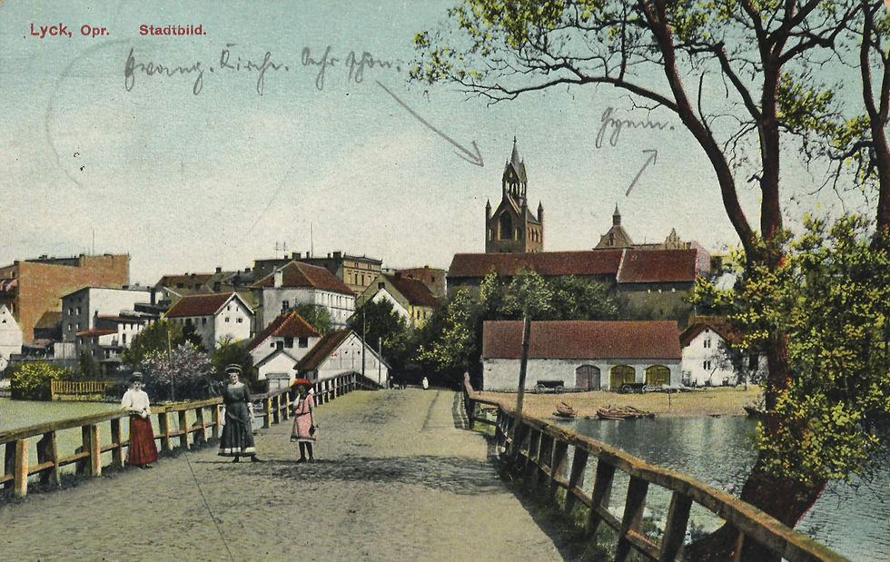 Widok drewnianego mostu przed 1908 r
