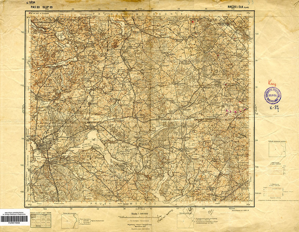 Mapa Raczki i Ełk (Lyck) 1927 300dpi