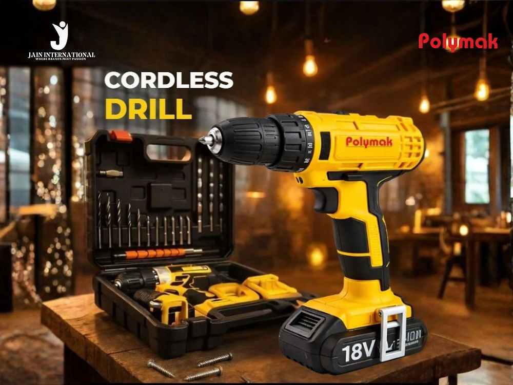 Polymak 18V cordless drill and bit set