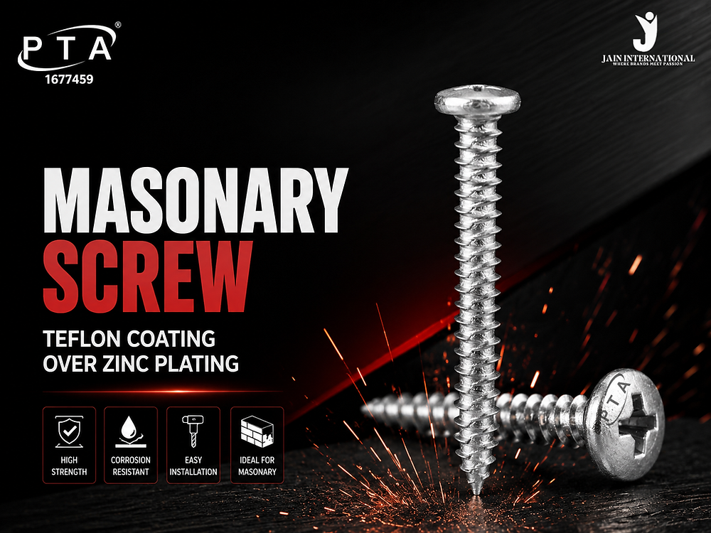 Masonry Screw, Teflon Coating Over Zinc Plating