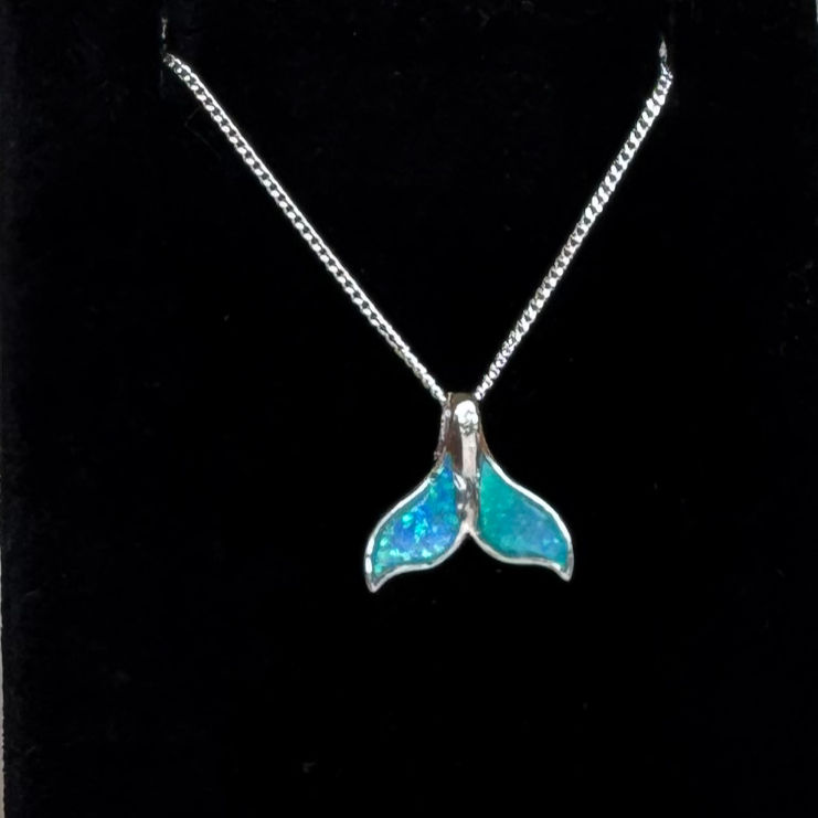 Blue Opalite Whale Tail Pendant