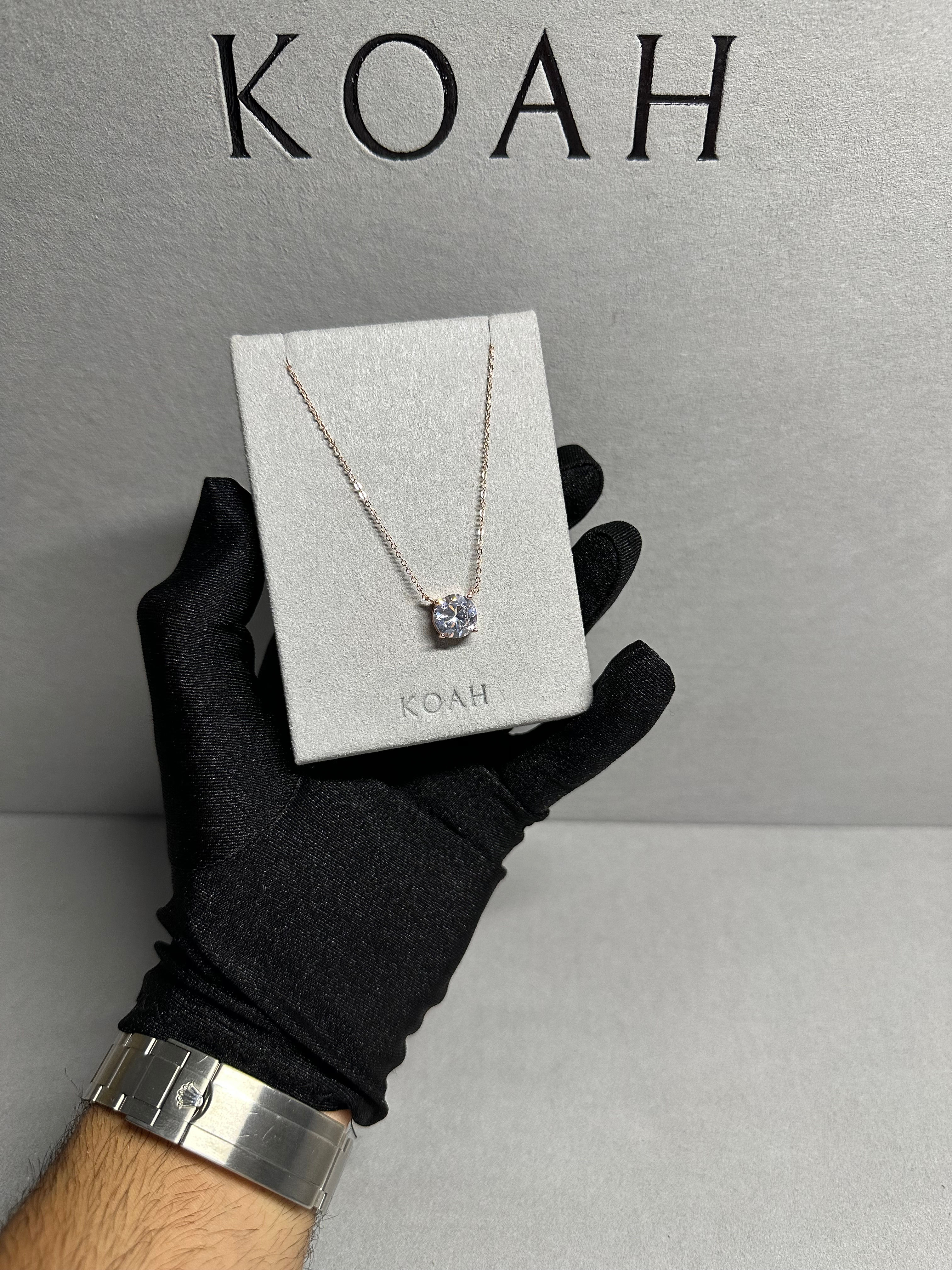 Collier round cut Or rose