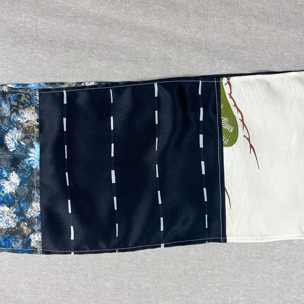 Seidenschal, japanische Wellen, Einzelstück, 150 cm x 20 cm