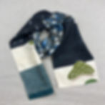 Seidenschal, japanische Wellen, Einzelstück, 150 cm x 20 cm