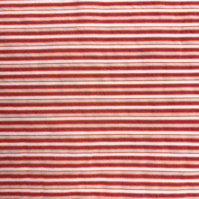 Baumwollstoff mit feinen Streifen in Rot, Orange, Rosa und Creme