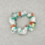 Seide Haargummi creme gemustert mini mit grün und orange