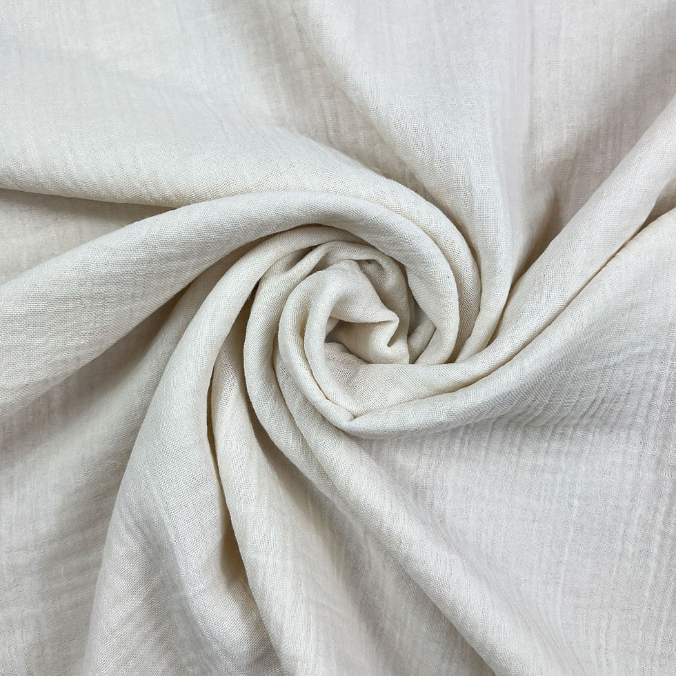 Bio Baumwoll-Mousseline Natur – doppellagiger Stoff aus 100 % Bio-Baumwolle in natürlichem Offwhite, weich und strukturiert,