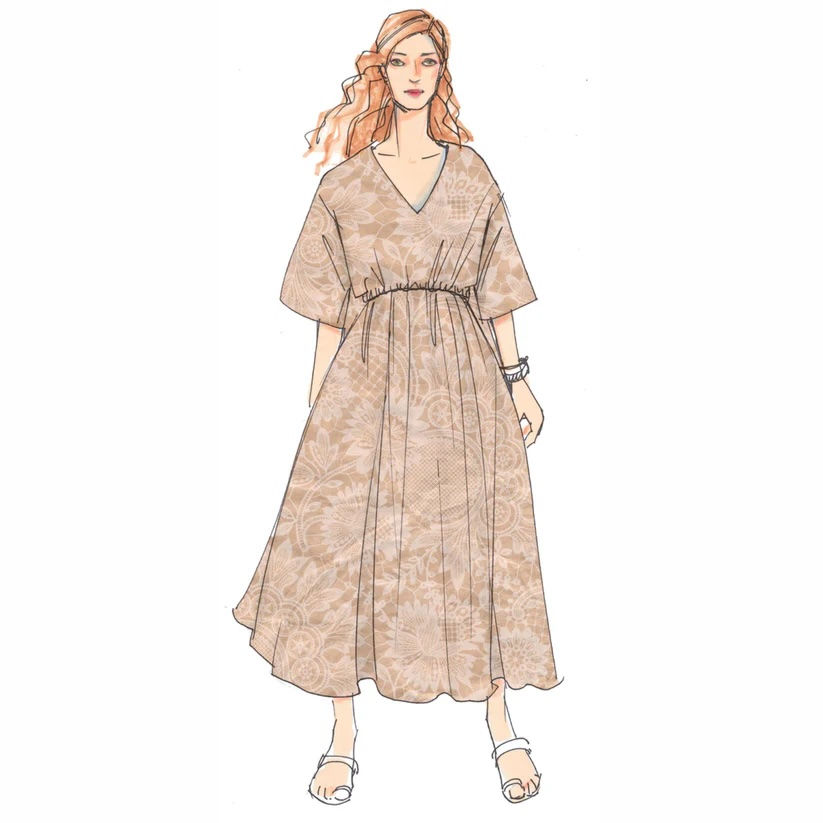 Sommerkleid Jill, von Schnittmuster Berlin – luftiges Sommerkleid mit V-Ausschnitt und Taillennaht