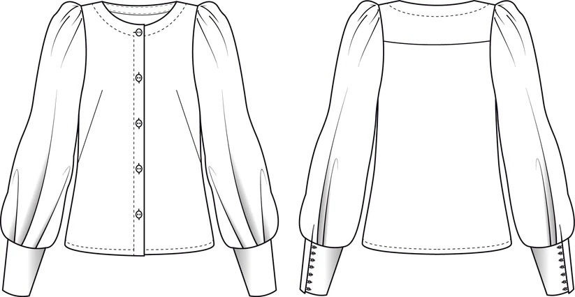 Miniaturbild: Bluse Sil von Schnittmuster Berlin – feminine Bluse mit Knopfleiste und leichtem Volumen