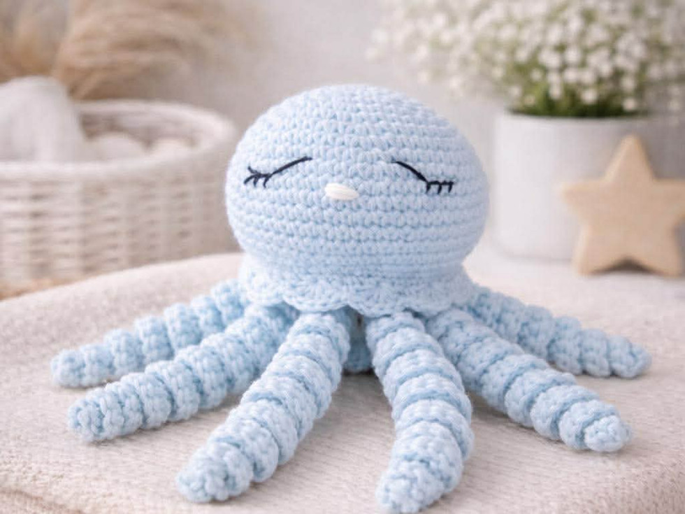 Pieuvre crochet bleu