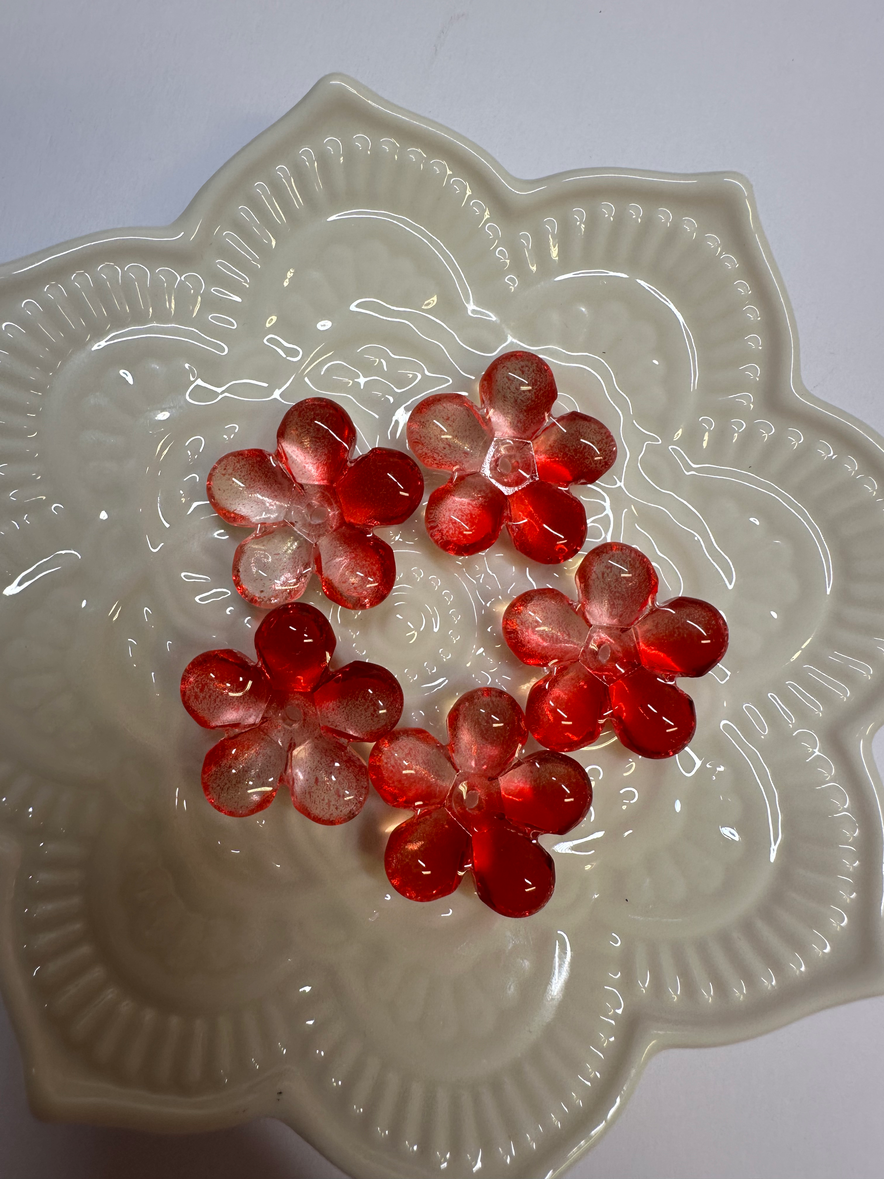 Röda Stora Glasblommor