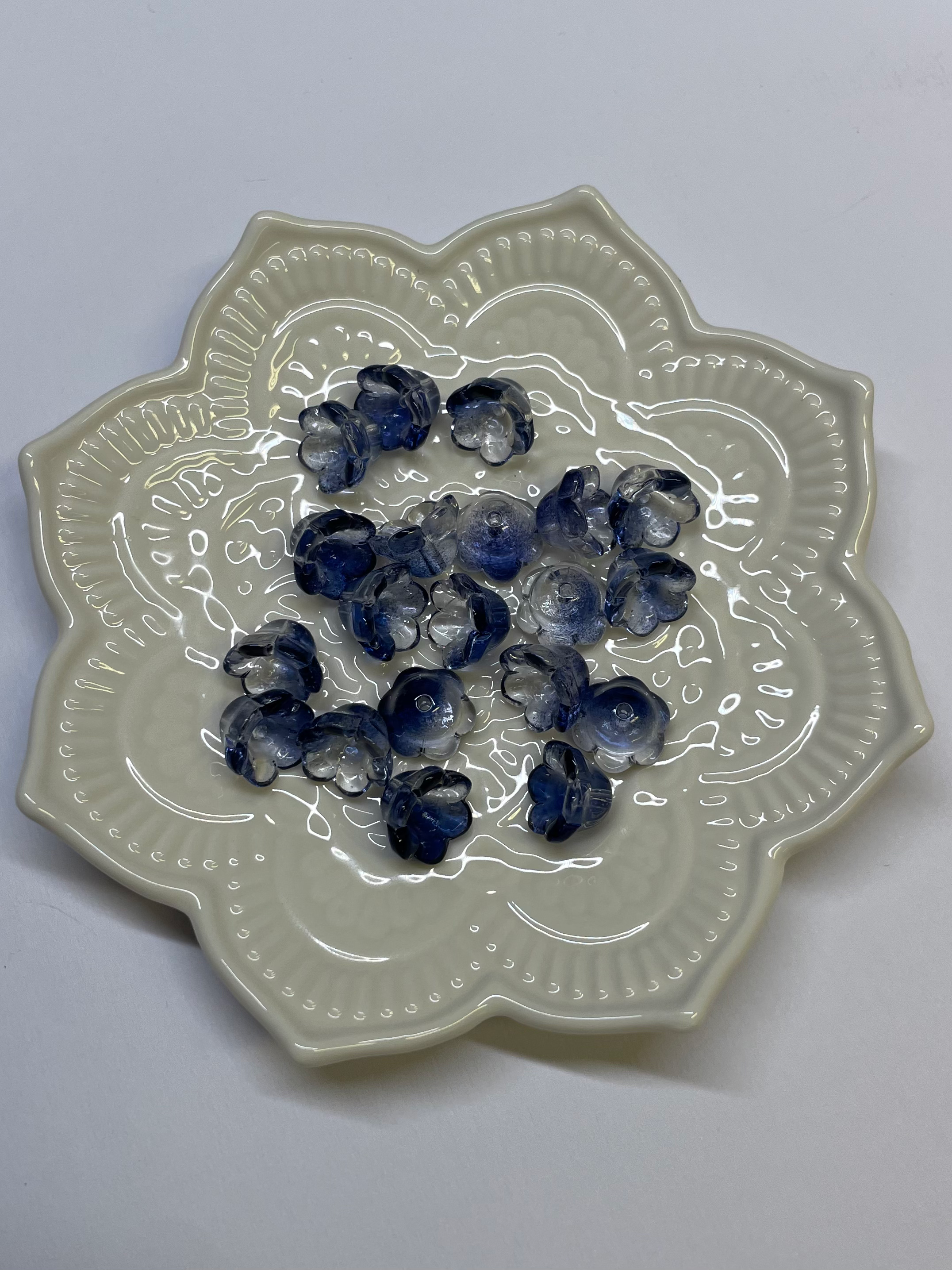 Mörkblå/klara- Glasblommor