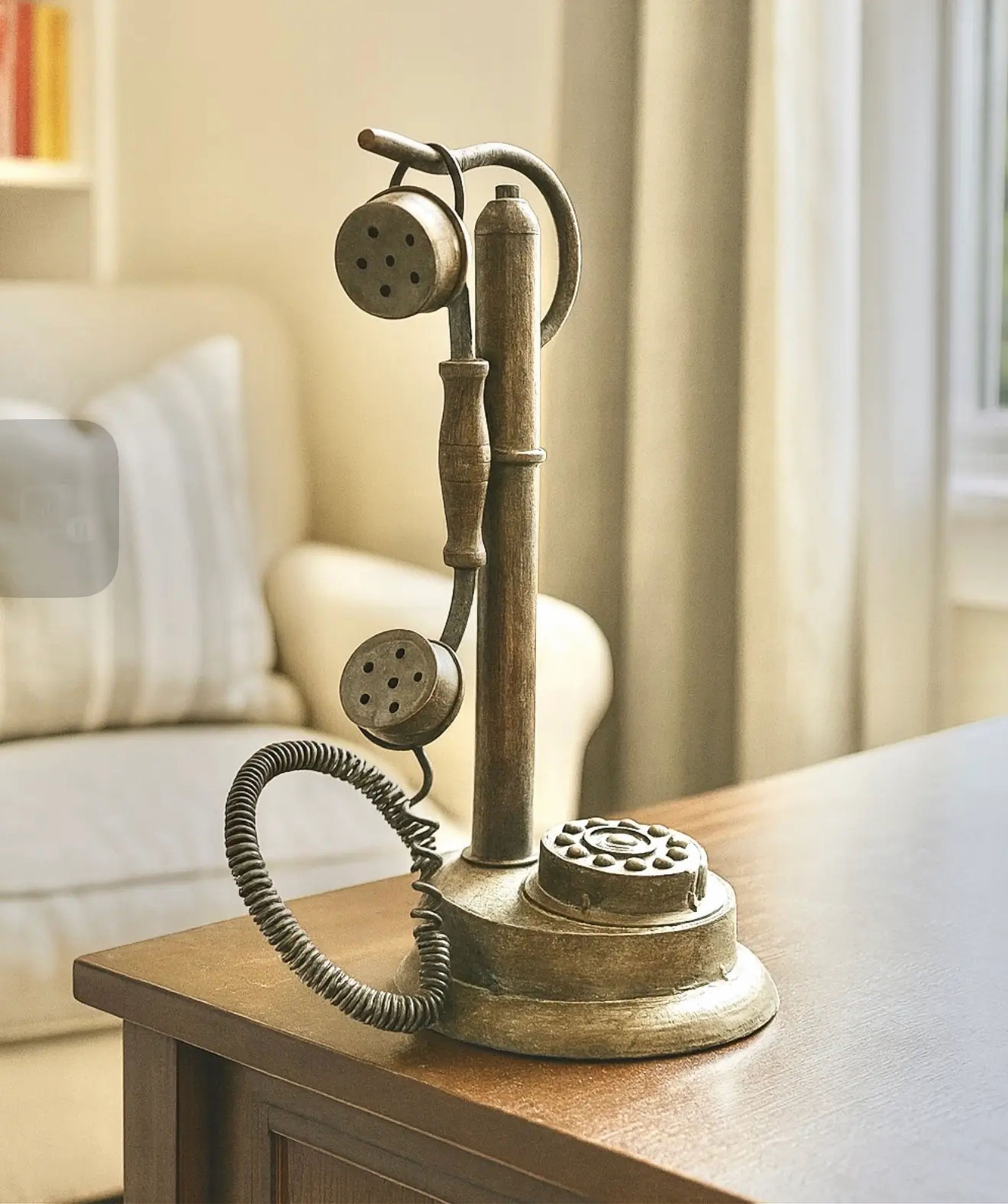 Vintage Style Metal Candlestick Telephone – Full Metal Antique Decor