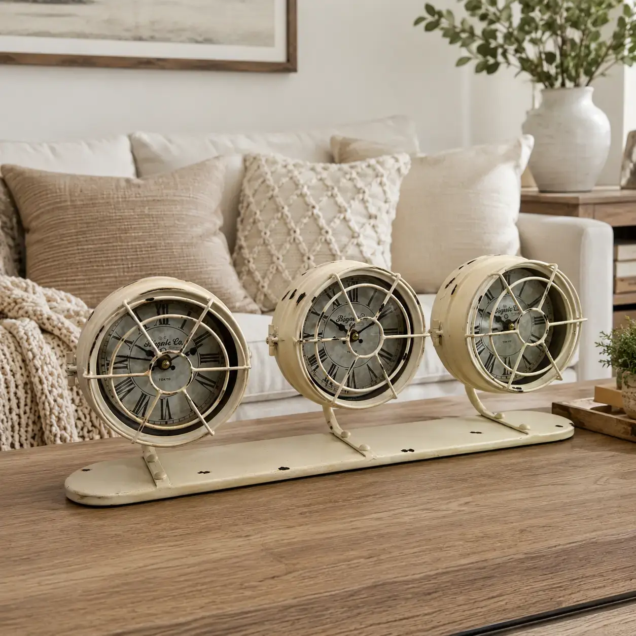 Triple Clock Decor