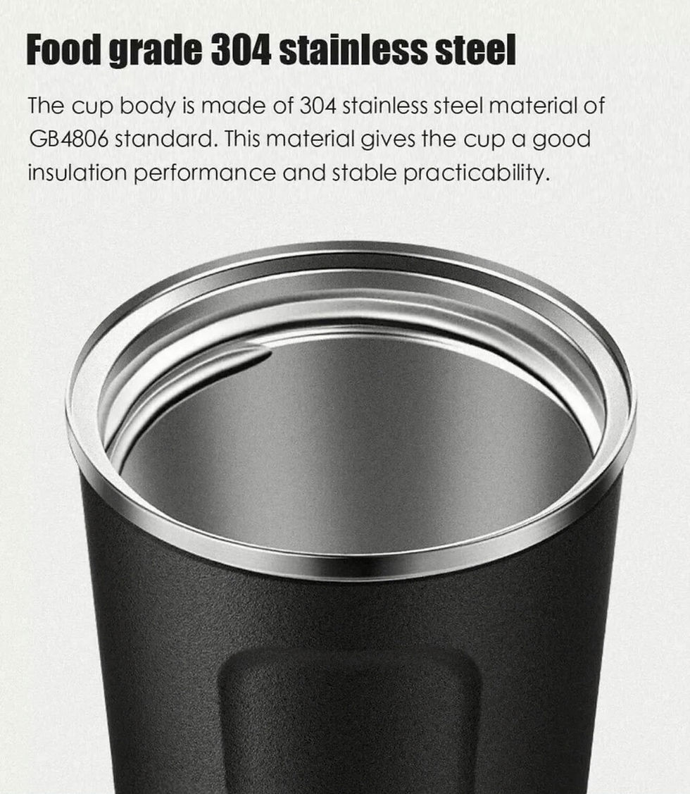 Thumbnail: Cup interior showing food grade 304 stainless steel for insulation.