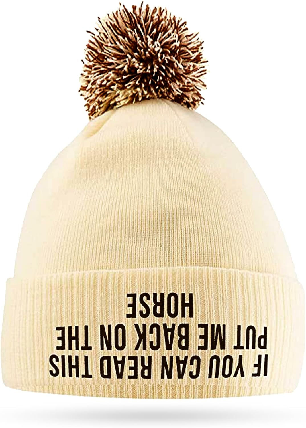 If You Can Read This Put Me Back On The Horse - Cute Bobble Beanie Hat for Hors