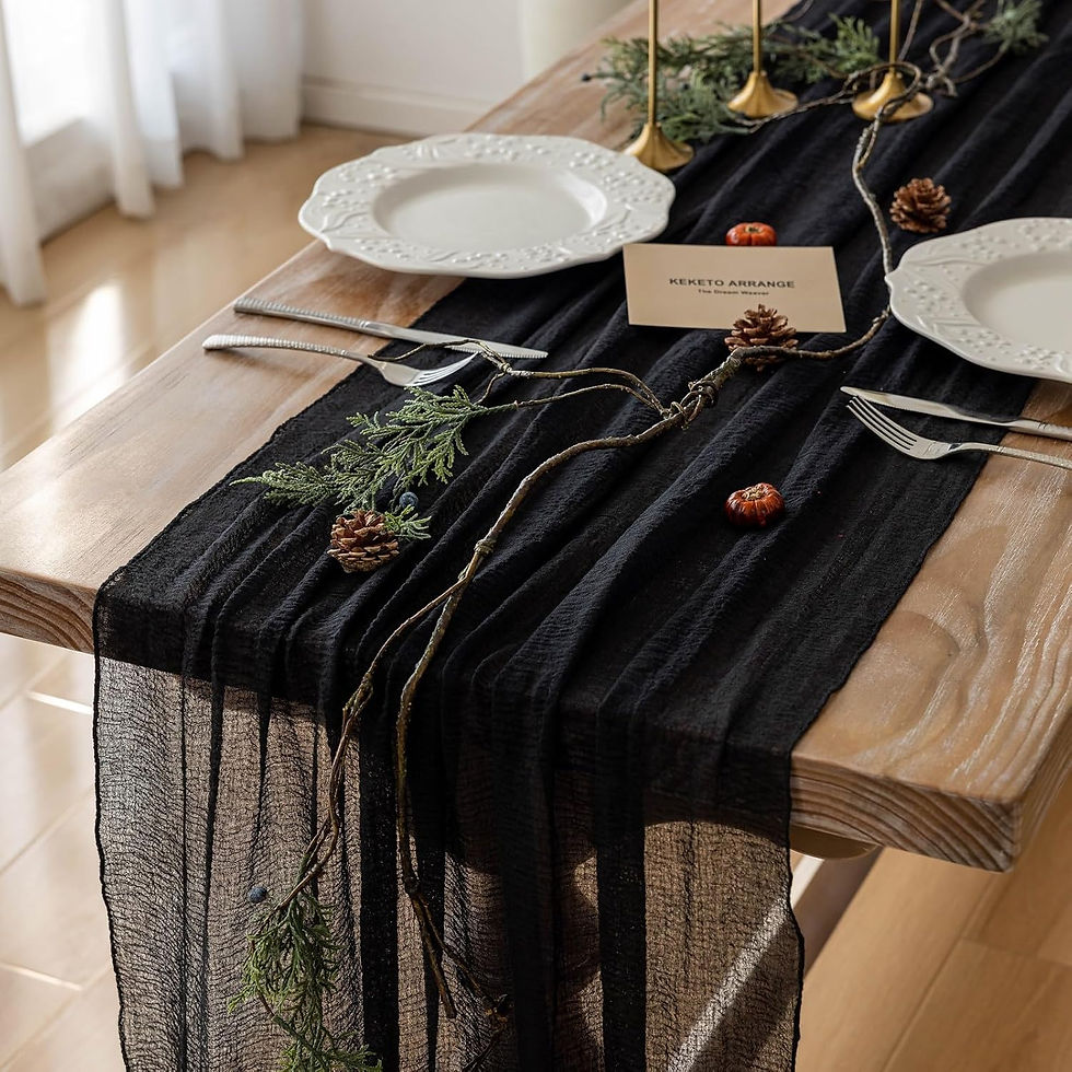 Thumbnail: Keketo Beige Cheesecloth Table Runner Rustic Boho Gauze 120 Inch 10 FT Cheese C