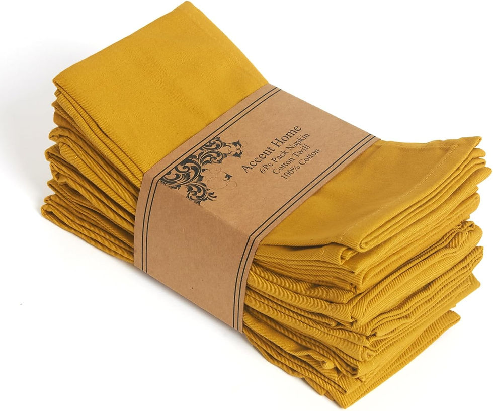 Thumbnail: ACCENTHOME Natural Cotton Linen Napkin Set of 12 18x18 inch Dinner Napkins - Wa