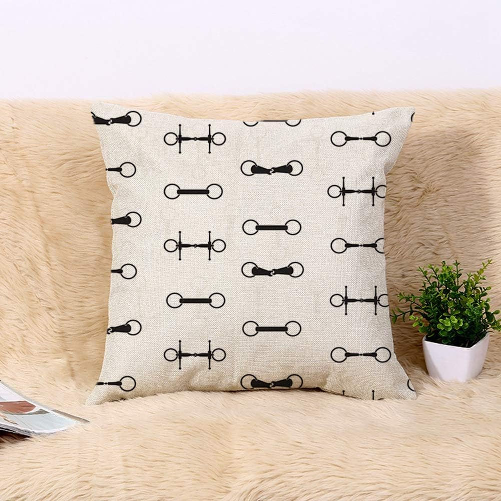 Flax Throw Pillow Cover Equestrian Vintage Equine Saddles and Bits Perfect Hors